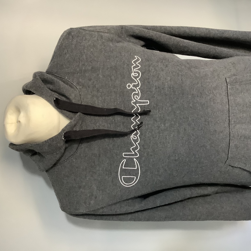 Champion Large Spellout Hoodie - Size M - Dark Grey Marl - Cotton - P2P 18” - Picture 2 of 8